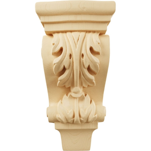 3W X 1 3/4D X 6H Extra Small Acanthus Pilaster Wood Corbel, Maple